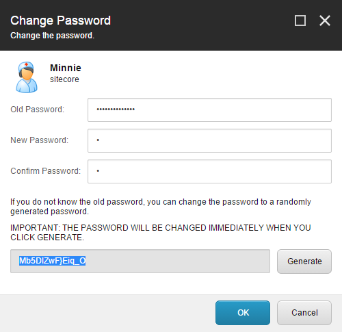 The Reset Password popup